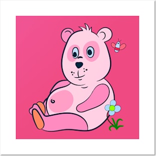 cute pink panda Posters and Art